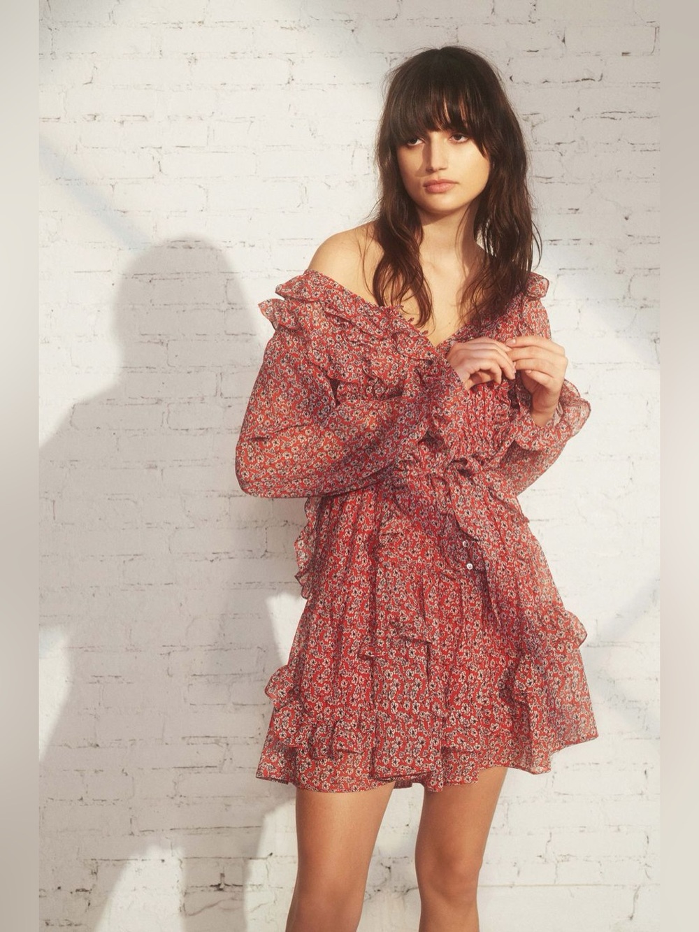 Marissa Webb Floral Ruffle Mini Dress - New Size medium